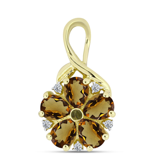 Pandantiv din Argint 925 Placat cu Aur ( 1.29 grame ) cu Cuarț Coniac și Topaz Alb 1.49 Carate