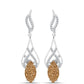 Cercei din Argint 925 ( 4.7 grame ) cu Drusy Auriu și Topaz Alb 5.91 Carate