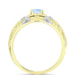 Inel din Argint 925 Placat cu Aur ( 3.53 grame ) cu Piatra Lunii Curcubeu și Topaz Alb 0.59 Carate