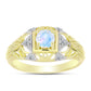 Inel din Argint 925 Placat cu Aur ( 3.53 grame ) cu Piatra Lunii Curcubeu și Topaz Alb 0.59 Carate