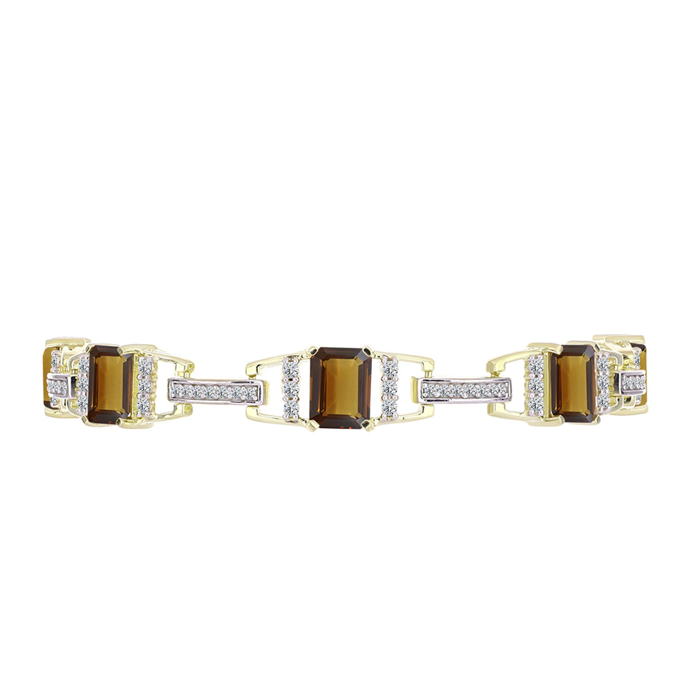 Brățară din Argint 925 Placat cu Aur ( 12.52 grame ) cu Cuarț Coniac și Topaz Alb 11.16 Carate