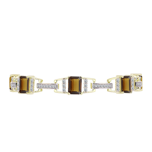 Brățară din Argint 925 Placat cu Aur ( 12.52 grame ) cu Cuarț Coniac și Topaz Alb 11.16 Carate