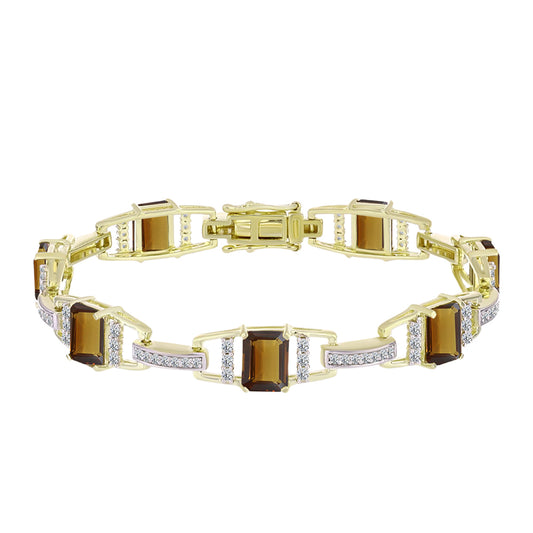 Brățară din Argint 925 Placat cu Aur ( 12.52 grame ) cu Cuarț Coniac și Topaz Alb 11.16 Carate