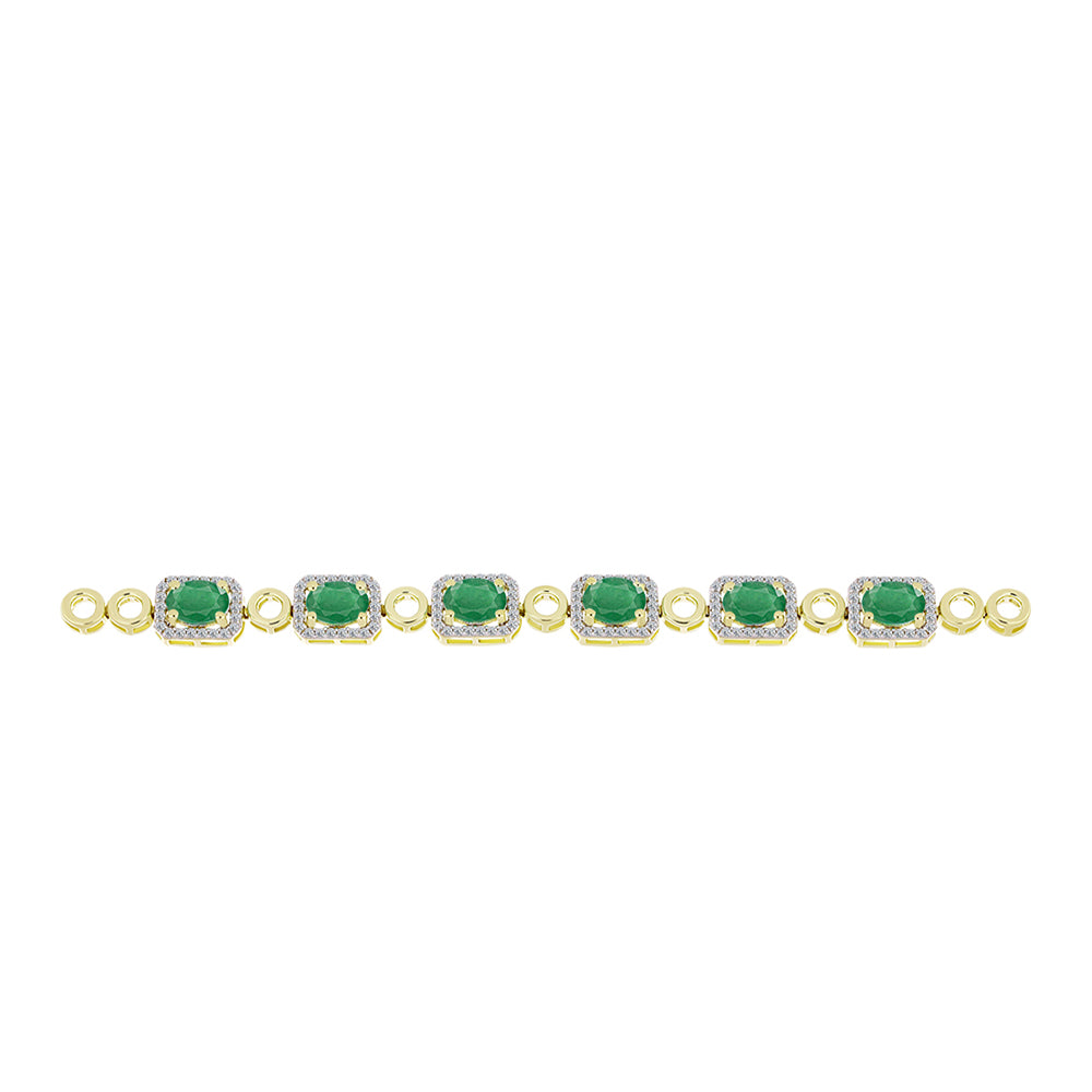 Brățară din Argint 925 Placat cu Aur ( 10.13 grame ) cu Smarald Brazilian și Topaz Alb 5.77 Carate