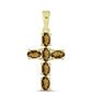 Cruce Pandantiv din Argint 925 Placat cu Aur ( 1.39 grame ) cu Cuarț Coniac 1.2 Carate