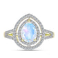Inel din Argint 925 Placat cu Aur ( 2.84 grame ) cu Piatra Lunii Curcubeu și Topaz Alb 2.25 Carate