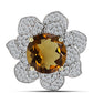 Inel din Argint 925 Placat cu Aur ( 5.87 grame ) cu Cuarț Coniac și Topaz Alb 6.26 Carate