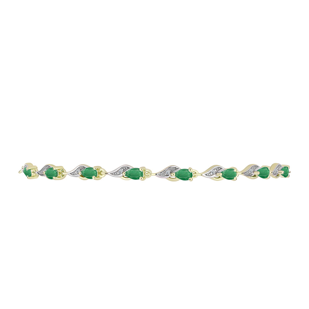 Brățară din Argint 925 Placat cu Aur ( 5.08 grame ) cu Smarald Brazilian și Topaz Alb 1.52 Carate 2 