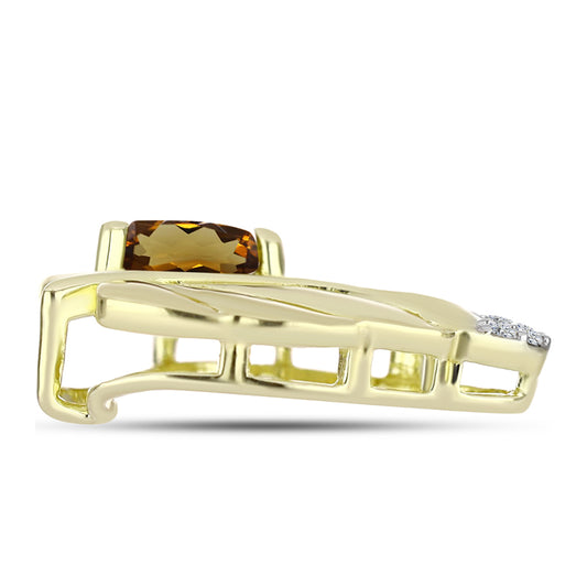 Pandantiv din Argint 925 Placat cu Aur ( 2.29 grame ) cu Cuarț Coniac și Topaz Alb 0.75 Carate