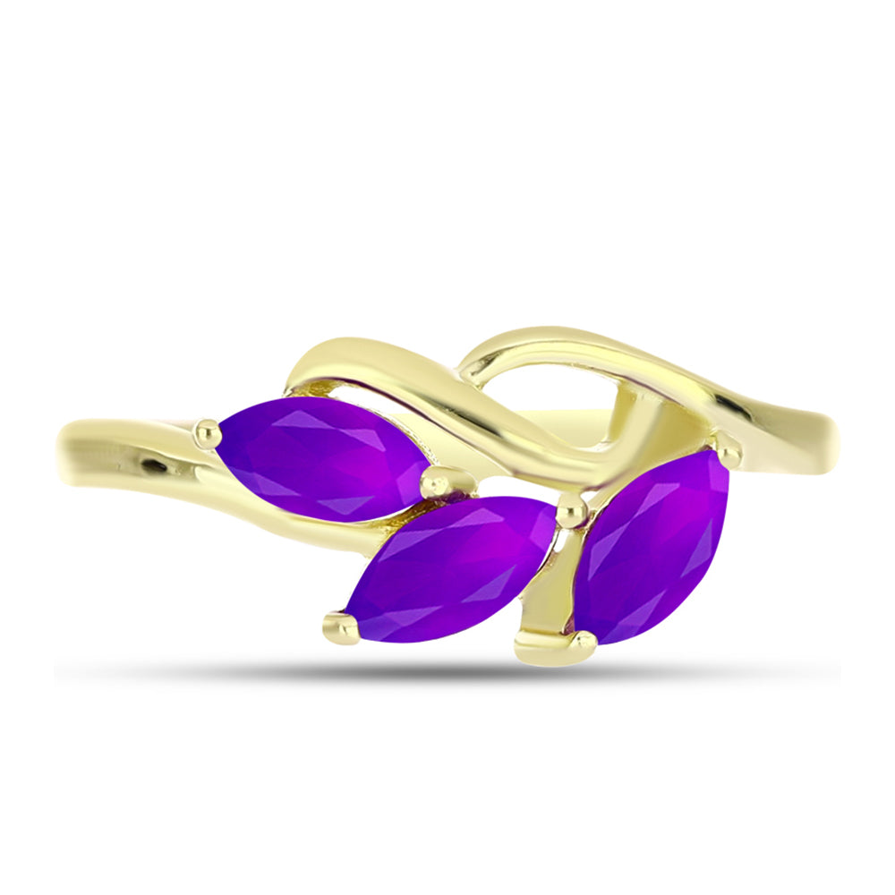 Inel din Argint 925 Placat cu Aur ( 2.13 grame ) cu Agat Violet 0.62 Carate 1 