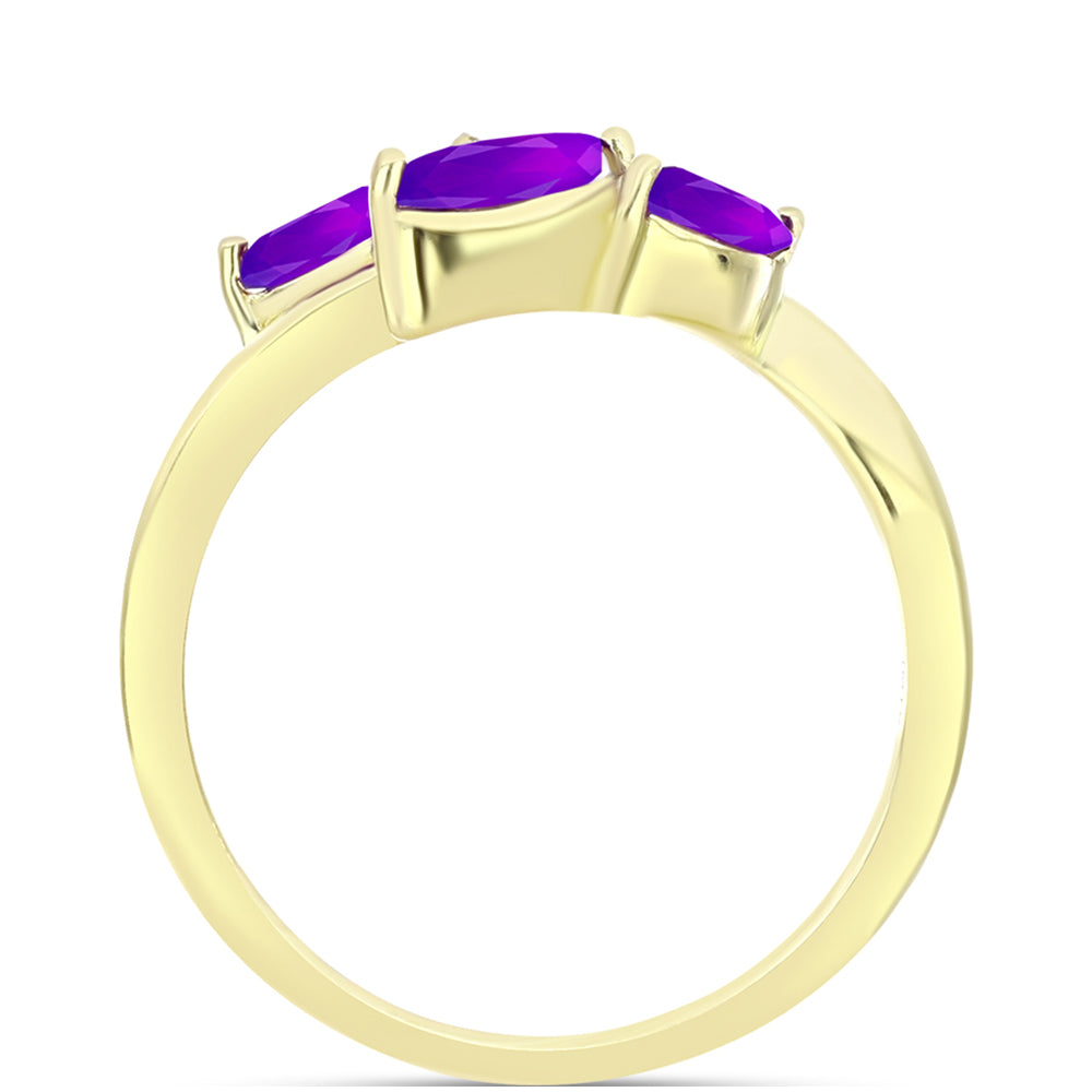 Inel din Argint 925 Placat cu Aur ( 2.13 grame ) cu Agat Violet 0.62 Carate 2 