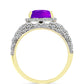 Inel din Argint 925 Placat cu Aur ( 5.96 grame ) cu Agat Violet și Topaz Alb 2.69 Carate