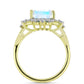 Inel din Argint 925 Placat cu Aur ( 3.9 grame ) cu Piatra Lunii Curcubeu și Topaz Alb 3.46 Carate