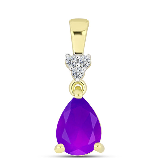 Pandantiv din Argint 925 Placat cu Aur ( 0.71 grame ) cu Agat Violet și Topaz Alb 1.06 Carate