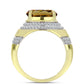 Inel din Argint 925 Placat cu Aur ( 4.84 grame ) cu Cuarț Coniac și Topaz Alb 5.82 Carate
