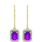 Cercei din Argint 925 Placat cu Aur ( 2.24 grame ) cu Agat Violet și Topaz Alb 1.39 Carate