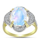 Inel din Argint 925 Placat cu Aur ( 3.62 grame ) cu Piatra Lunii Curcubeu și Topaz Alb 5.53 Carate