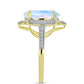 Inel din Argint 925 Placat cu Aur ( 3.62 grame ) cu Piatra Lunii Curcubeu și Topaz Alb 5.53 Carate