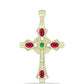 Cruce Pandantiv din Argint 925 Placat cu Aur ( 5.06 grame ) cu Smarald Brazilian și Rubin Malagasy 1.57 Carate