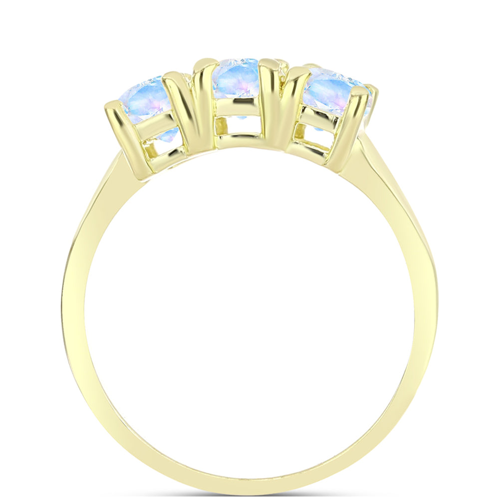 Inel din Argint 925 Placat cu Aur ( 2.38 grame ) cu Piatra Lunii Curcubeu 1.62 Carate