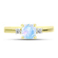 Inel din Argint 925 Placat cu Aur ( 2.46 grame ) cu Piatra Lunii Curcubeu și Topaz Alb 0.97 Carate
