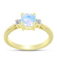 Inel din Argint 925 Placat cu Aur ( 2.46 grame ) cu Piatra Lunii Curcubeu și Topaz Alb 0.97 Carate