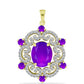 Pandantiv din Argint 925 Placat cu Aur ( 3.86 grame ) cu Agat Violet și Topaz Alb 5.99 Carate