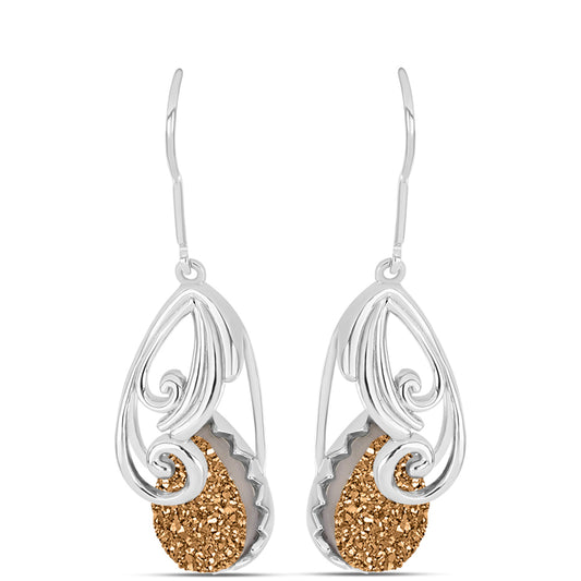 Cercei din Argint 925 ( 5.28 grame ) cu Drusy Auriu 6.34 Carate