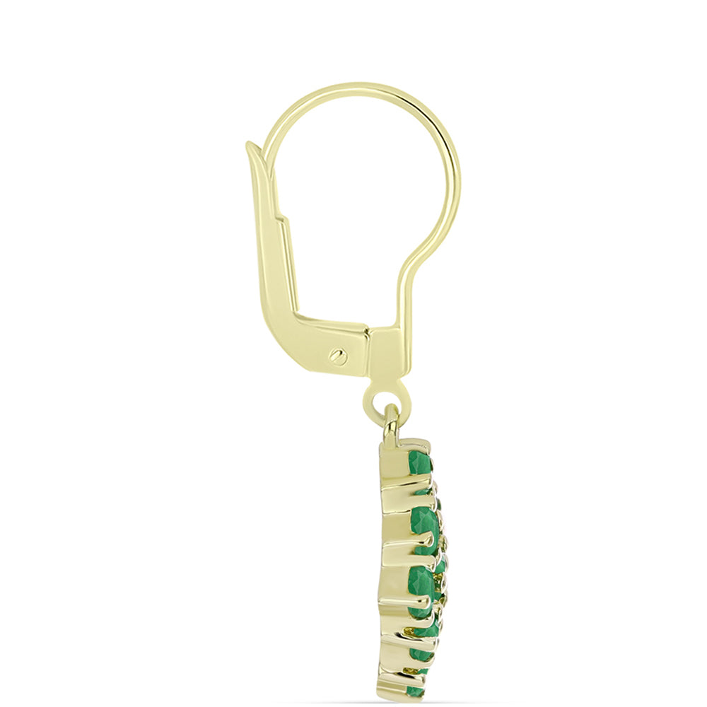 Cercei din Argint 925 Placat cu Aur ( 2.28 grame ) cu Smarald Brazilian 1.23 Carate