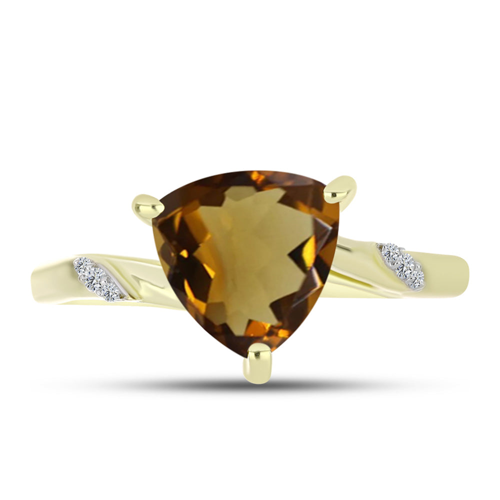 Inel din Argint 925 Placat cu Aur ( 2.37 grame ) cu Cuarț Coniac și Topaz Alb 3.05 Carate 1 