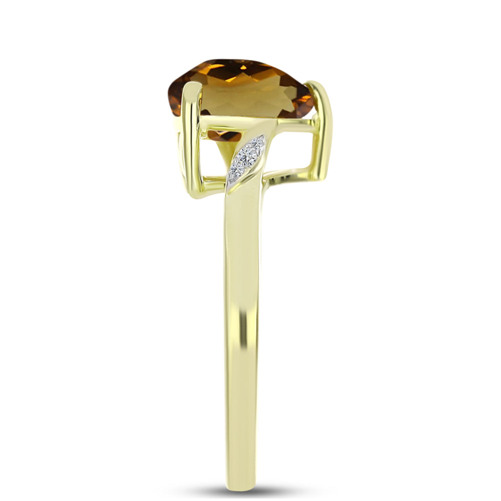 Inel din Argint 925 Placat cu Aur ( 2.37 grame ) cu Cuarț Coniac și Topaz Alb 3.05 Carate 4 