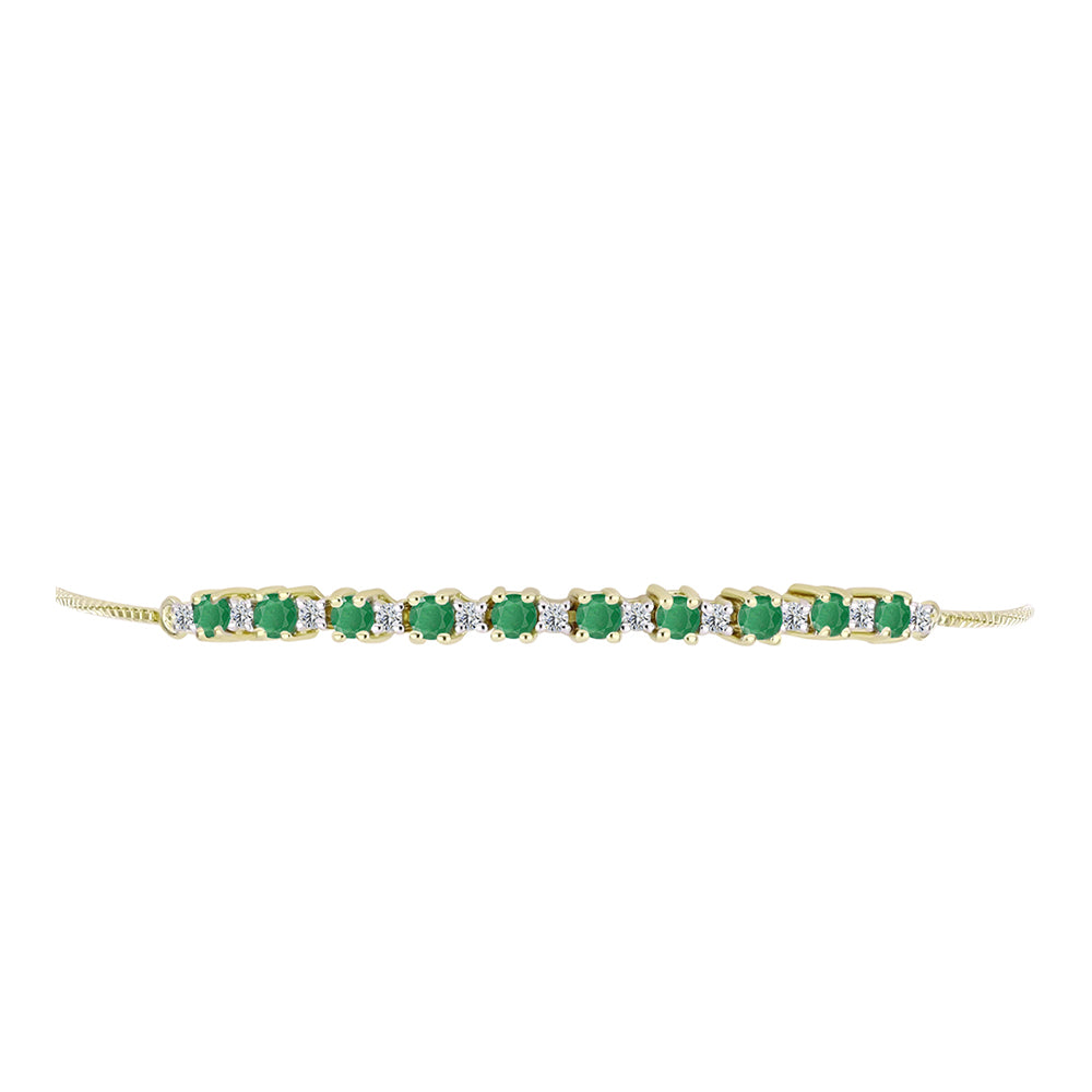Brățară din Argint 925 Placat cu Aur ( 4.94 grame ) cu Smarald Brazilian și Topaz Alb 1.64 Carate