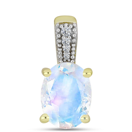 Pandantiv din Argint 925 Placat cu Aur ( 0.92 grame ) cu Piatra Lunii Curcubeu și Topaz Alb 1.66 Carate