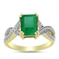 Inel din Argint 925 Placat cu Aur ( 3.28 grame ) cu Smarald Brazilian și Topaz Alb 2.5 Carate