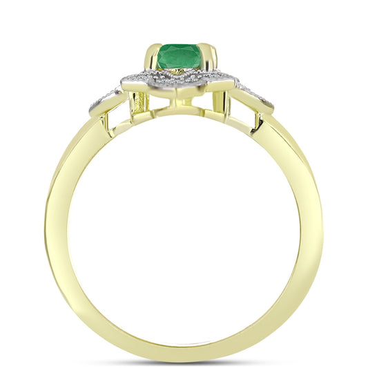 Inel din Argint 925 Placat cu Aur ( 3.21 grame ) cu Smarald Brazilian și Topaz Alb 1.03 Carate