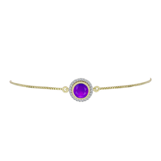 Brățară din Argint 925 Placat cu Aur ( 3.29 grame ) cu Agat Violet și Topaz Alb 1.49 Carate