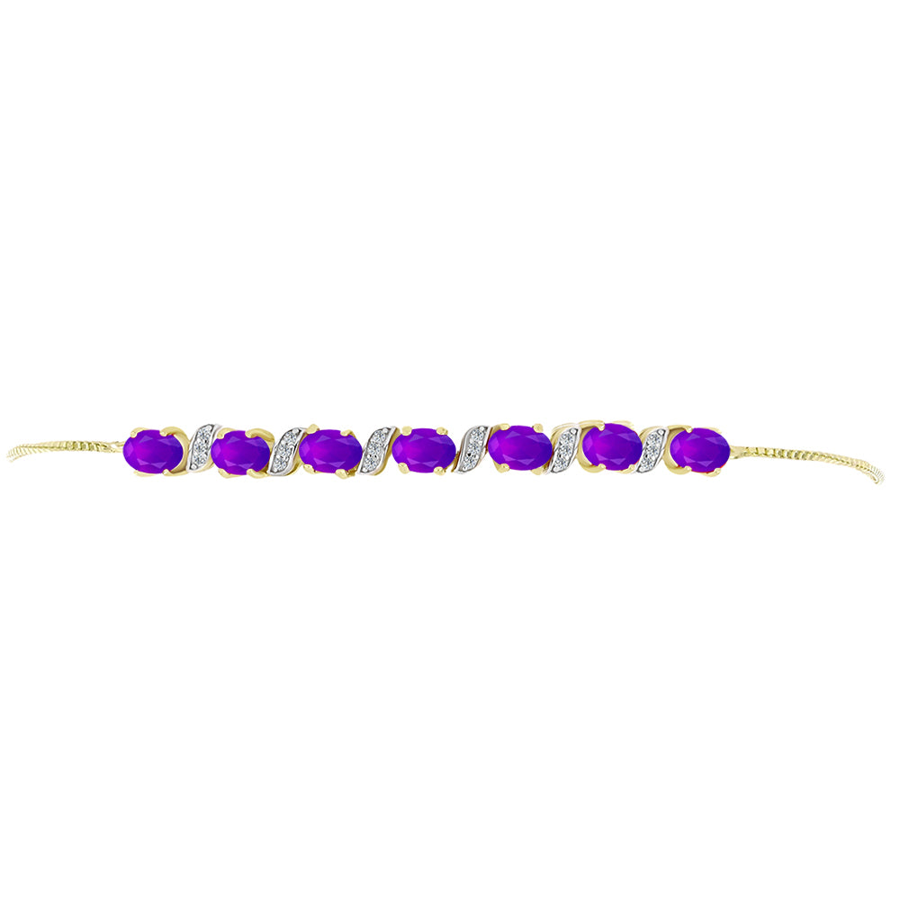 Brățară din Argint 925 Placat cu Aur ( 5.71 grame ) cu Agat Violet și Topaz Alb 2.89 Carate