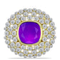 Inel din Argint 925 Placat cu Aur ( 4.79 grame ) cu Agat Violet și Topaz Alb 3.57 Carate