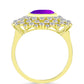 Inel din Argint 925 Placat cu Aur ( 4.79 grame ) cu Agat Violet și Topaz Alb 3.57 Carate