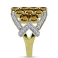 Inel din Argint 925 Placat cu Aur ( 6.81 grame ) cu Cuarț Coniac și Topaz Alb 4.09 Carate