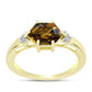 Inel din Argint 925 Placat cu Aur ( 2.43 grame ) cu Cuarț Coniac și Topaz Alb 1.78 Carate