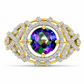 Inel din Argint 925 Placat cu Aur ( 3.9 grame ) cu Topaz Mistic și Topaz Alb 2.67 Carate