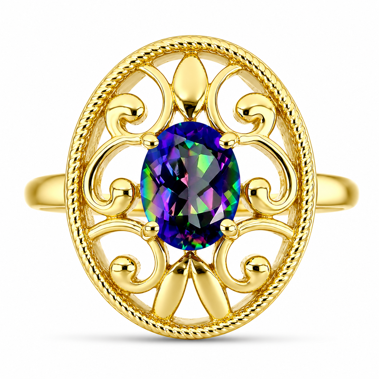 Inel din Argint 925 Placat cu Aur ( 4.48 grame ) cu Topaz Mistic 1.1 Carate 1 