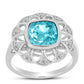 Inel din Argint 925 ( 3.62 grame ) cu Cuarț Paraiba și Topaz Alb 2.12 Carate