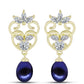 Cercei din Argint 925 Placat cu Aur ( 3.85 grame ) cu Perlă de Cultură Neagră și Topaz Alb 5.85 Carate