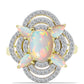 Inel din Argint 925 Placat cu Aur ( 3.82 grame ) cu Opal Welo și Topaz Alb 1.83 Carate