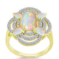 Inel din Argint 925 Placat cu Aur ( 3.82 grame ) cu Opal Welo și Topaz Alb 1.83 Carate