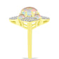 Inel din Argint 925 Placat cu Aur ( 3.82 grame ) cu Opal Welo și Topaz Alb 1.83 Carate