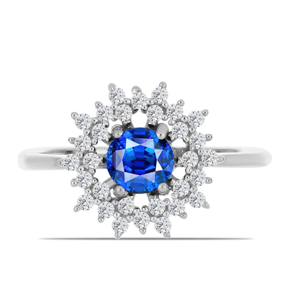 Inel din Argint 925 ( 2.68 grame ) cu Safir Albastru Australian și Topaz Alb 1.62 Carate