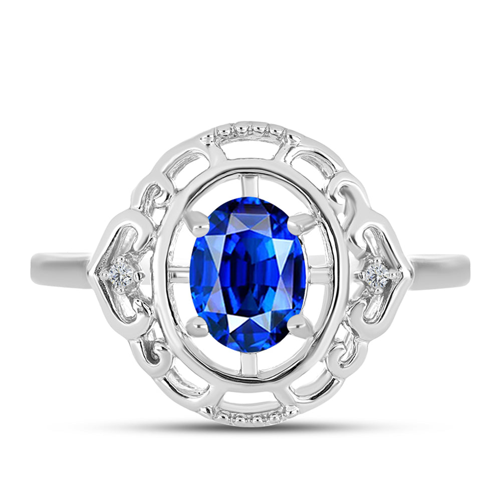 Inel din Argint 925 ( 2.93 grame ) cu Safir Albastru Australian și Topaz Alb 1.65 Carate 1 